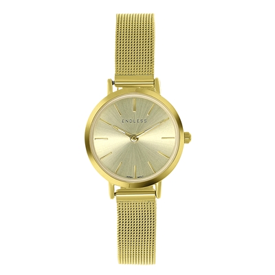 rukken uitvoeren Adviseur Endless horloge met goudkleurige mesh band - Lucardi.nl