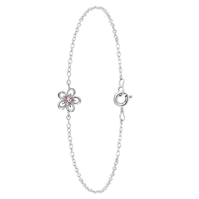 für Mädchen 925 Silber Blume mit rosafarbenem Zirkonia Kinderring Lucardi 925 Silber 