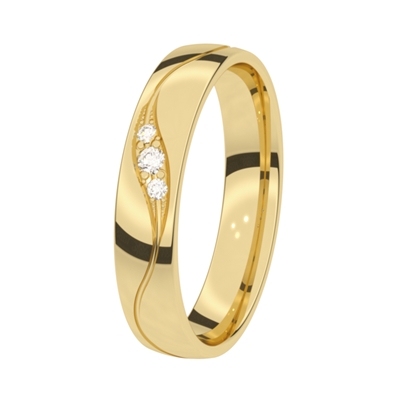 14K geel gouden trouwring diamant 4mm - Lucardi.nl