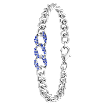 Ga op pad graven Necklet Zilverkleurige bijoux armband steentjes blauw - Lucardi.nl