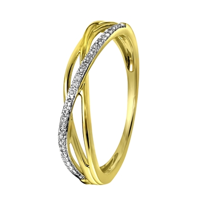 Ga door Gemakkelijk Perceptueel 14 Karaat geelgouden ring met 30 diamanten 0,08ct - Lucardi.nl