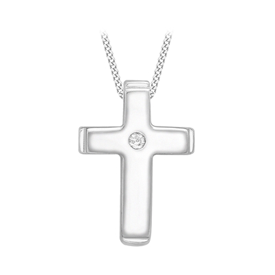 gloeilamp kunstmest Een centrale tool die een belangrijke rol speelt 9 Karaat ketting met hanger kruis met diamant - Lucardi.nl