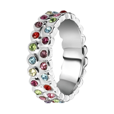 Onzorgvuldigheid liefde Ventileren Zilverkleurige byoux ring met gekleurde steentjes - Lucardi.be