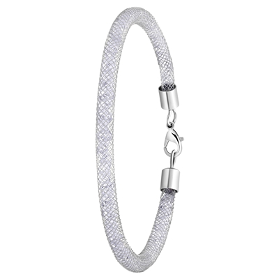 Bestuurbaar ONWAAR golf Zilverkleurige bijoux armband met witte steen - Lucardi.nl