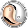 Stalen drukknoop yin/yang in staal en rose (1020260)