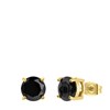 Gerecycled stalen oorbellen gold met zwarte zirkonia rond 8mm (1061239)
