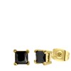 Gerecycled stalen oorbellen gold met vierkante zirkonia 8mm (1061245)