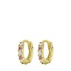 Zilveren oorbellen gold witte&licht roze zirkonia (1061533)