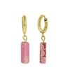 Pink Opal stalen 14 karaat goldplated oorbellen (1061562)