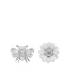 Zilverkleurige bijoux oorbellen bloem/bij (1065511)