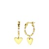 Stalen goldplated oorbellen met hanger hart wit (1065774)
