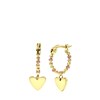 Stalen goldplated oorbellen met hanger hart roze (1065780)