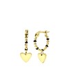 Stalen goldplated oorbellen met hanger hart zwart (1065804)