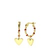 Stalen goldplated oorbellen met hanger hart rood (1065810)