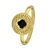 Stalen goldplated ring met zwarte emaille (1065855)
