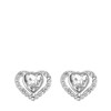 Zilverkleurige bijoux oorknop hart met steentjes (1064501)