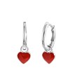 Zilveren oorringen met hanger hart enamel rood K3 (1065117)