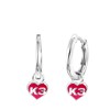 Zilveren oorringen met hanger hart enamel roze K3 (1065129)