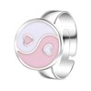 Zilverkleurige bijoux ring met roze yin en yang (1066678)