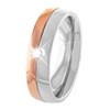 Gerecycled stalen/rose ring met witte zirkonia (1024728)