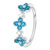 Zilveren ring bloemen met blauwe&witte zirkonia (1031156)