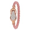 Gerecycled stalen armband leer licht roze/rose met kristal (1031210)