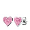 Gerecycleerd stalen kinderoorbellen hart met light pink kristal (1035686)