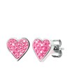 Stalen kinderoorbellen hart met roze kristal (1035687)