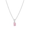 Zilveren kinderketting initialen met roze kristal (1044523)