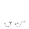 Zilveren oorbellen bar met ketting (1050400)