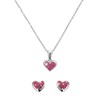 Zilveren kinderset hart met roze kristal (1052946)