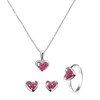 Zilveren kinderset hart met roze kristal (1052948)