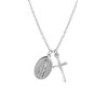 Zilverkleurige byoux ketting met kruis en hanger (1055288)