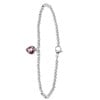 Gerecycleerd stalen armband bol/hart licht roze kristal (1056350)