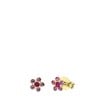 Tiny Tips stalen goldplated oorbellen bloem roze kristal (1067327)