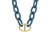 Donkerblauwe ketting met stalen goldplated hanger (1067576)