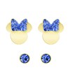 Stalen set goldplated oorknoppen 2 paar Disney Minnie Mouse met kristal blauw (1068003)