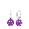 Stalen oorbellen met smiley violet (1067739)
