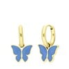 Stalen goldplated oorbellen met vlinder lichtblauw (1067773)