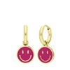 Stalen goldplated oorbellen met smiley roze (1067733)