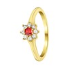 Stalen goldplated vintage ring met bloem rood (1067940)
