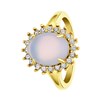 Stalen goldplated vintage ring met bloem opaal (1067941)