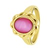 Vergoldeter Vintage-Edelstahlring mit rosafarbenem Stein in Blütenform (1067942)
