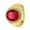 Stalen goldplated vintage ring met ronde roze zirkonia (1067946)