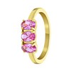 Stalen goldplated vintage ring met drie roze zirkonia (1067949)