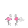 Zilveren oorknop flamingo emaille roze (1068414)