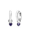 Silberne Ohrringe mit herzförmigen Anhängern Zirkonia violett (1068384)