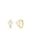 Goldplattierte Ohrringe aus Edelstahl mit weißem Emaille-Herz (1068497)