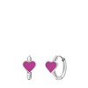 Ohrringe aus Edelstahl mit pinkfarbenem Emaille-Herz (1068517)