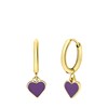 Goldplattierte Ohrringe aus Edelstahl mit violettem Emaille-Herz (1068520)